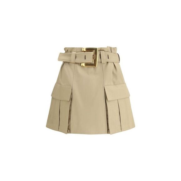 Balmain Belted Mini Skirt Cargo Pockets Women Beige Skirts